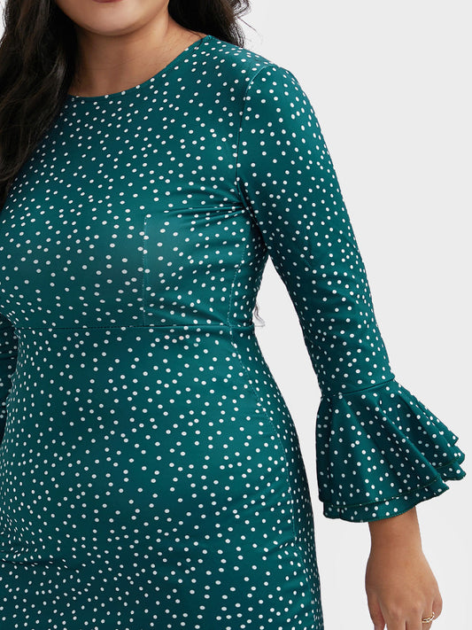 Flared Sleeves Round Neck  Dress