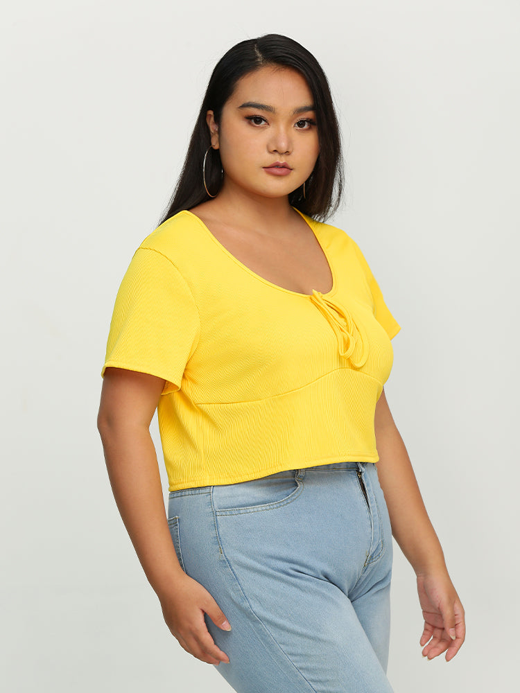 Notched Knotted T-Shirt