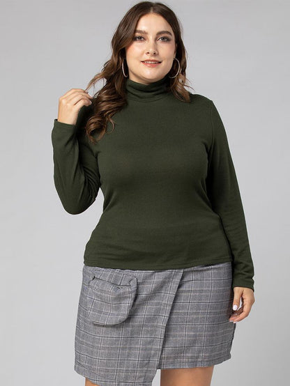 Basic Turtleneck Solid Color T-shirt