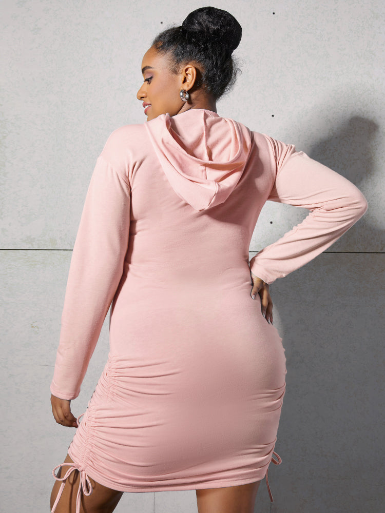 Drawstring Side Bodycon Sweatshirt Dress