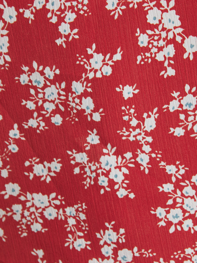 Floral Ruffle Cold Shoulder Crisscross Blouse