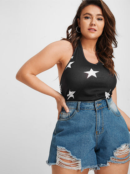 Star Pattern Halter Tank Top