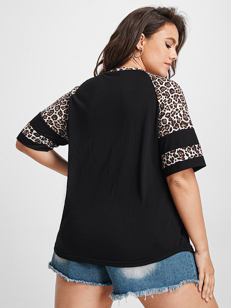 Leopard Patchwork Casual T-shirt