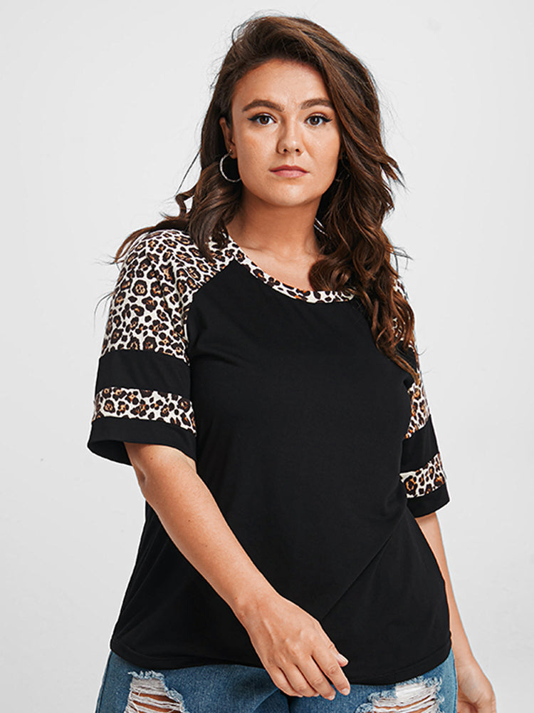 Leopard Patchwork Casual T-shirt