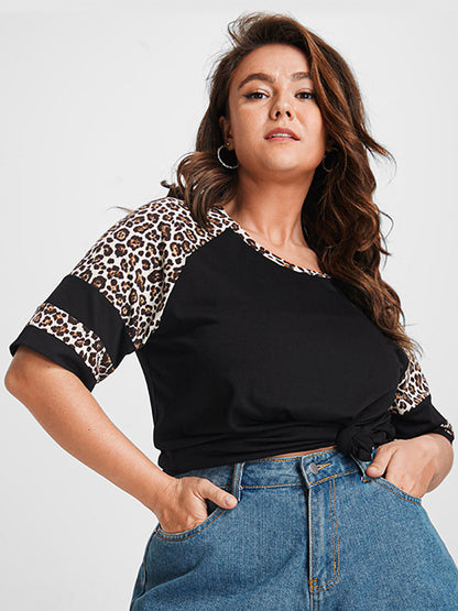 Leopard Patchwork Casual T-shirt