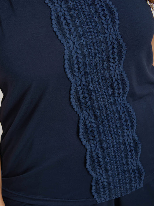 Plain Lace Insert Sleep Top