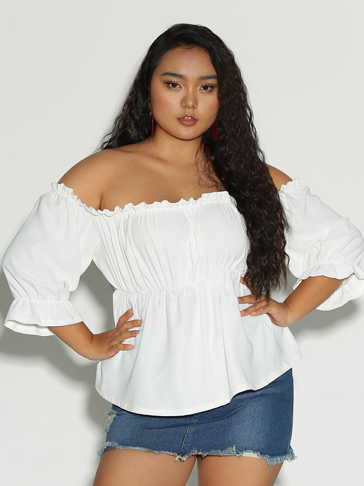Frill Trim Off Shoulder Blouse