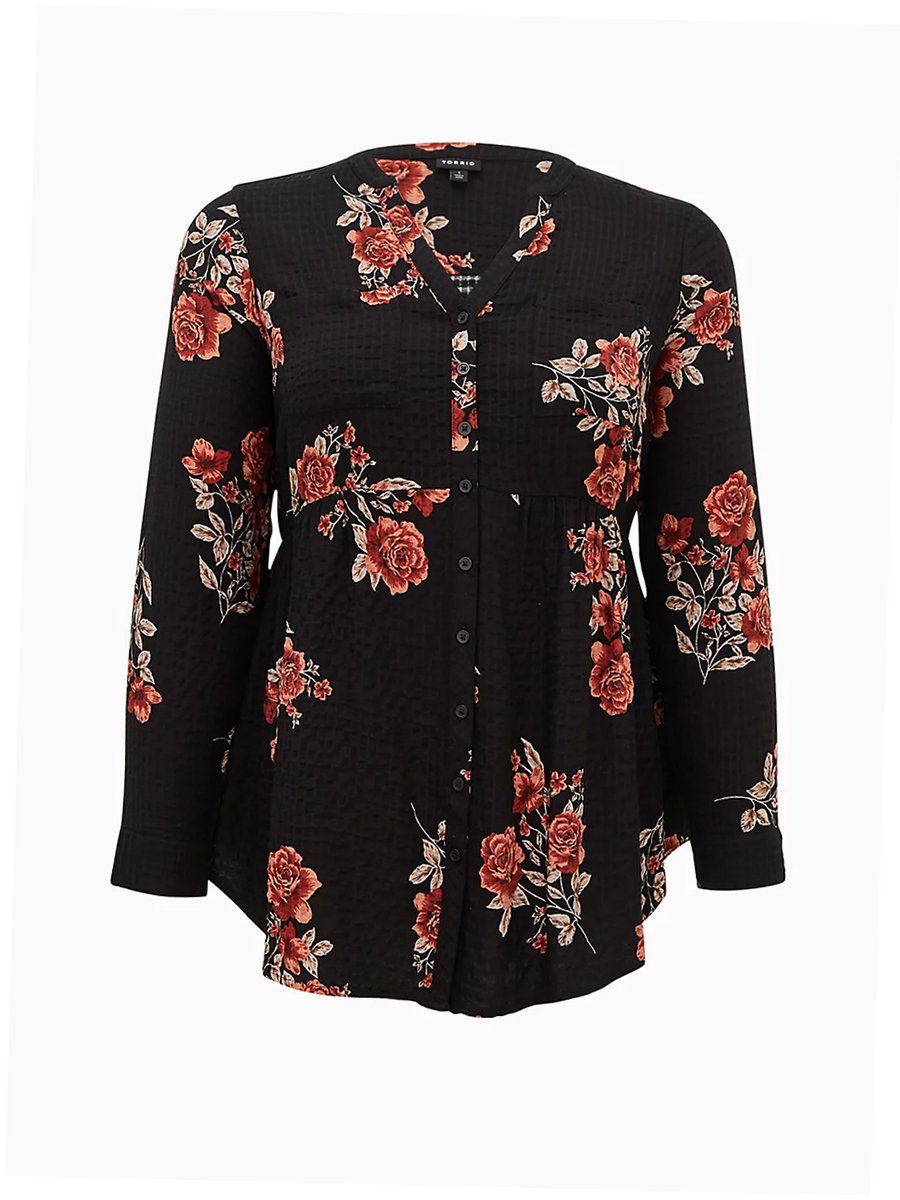 Floral Printed Button Up Blouse