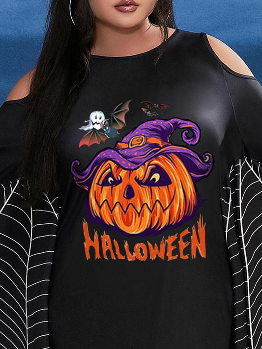 Halloween Pumpkin Split Dolman Sleeve Dress