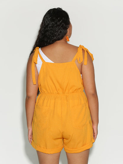 Knotted Shoulder Waist Romper