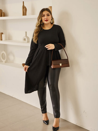 Irregular Pleated Hem Solid Color Top