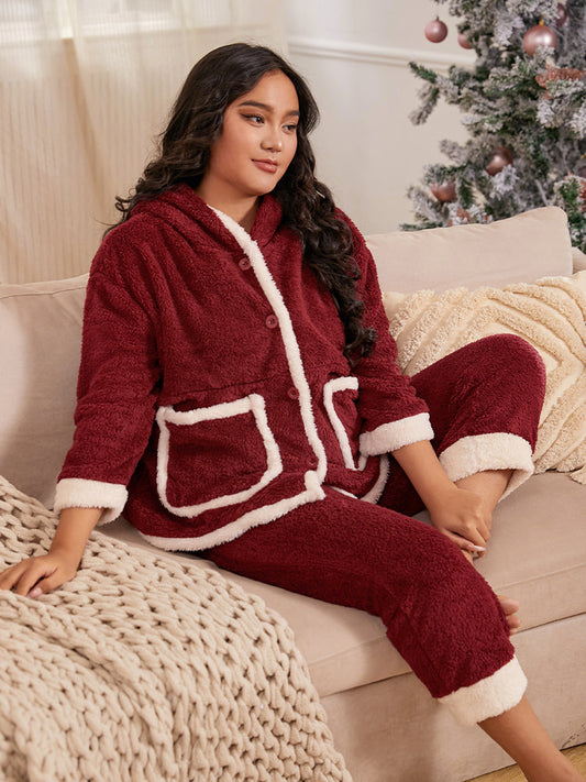 3D Ears Hooded Plush Lounge Set