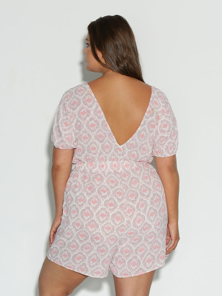 Floral Print Backless Romper