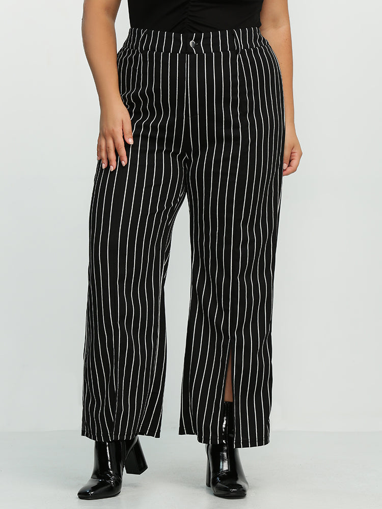 Split Hem Striped Pants