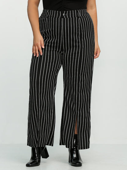 Split Hem Striped Pants