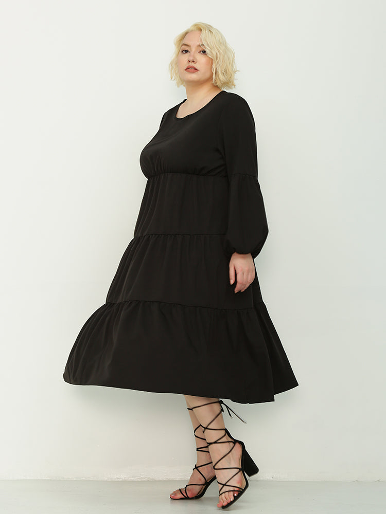 Long Sleeve Tiered Midi Dress
