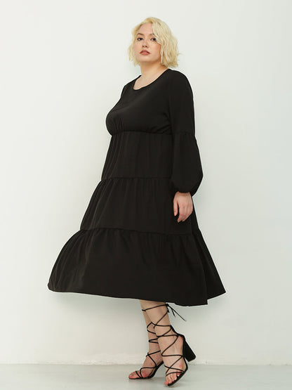 Long Sleeve Tiered Midi Dress