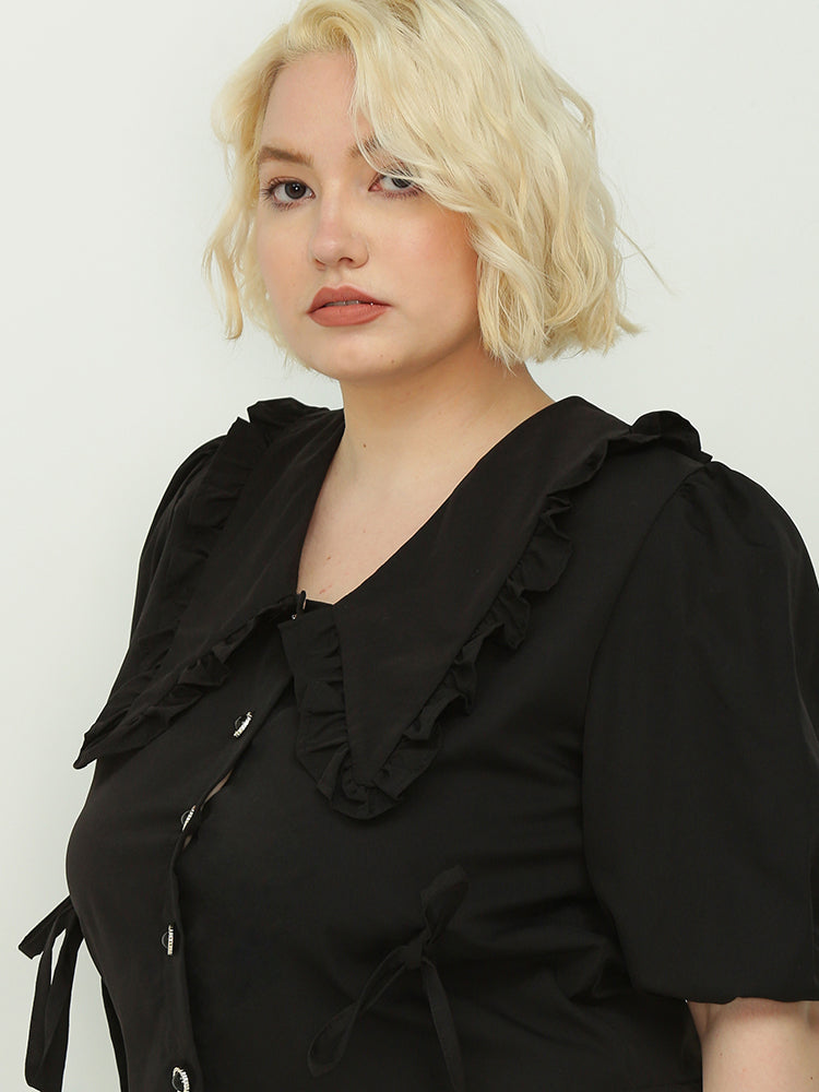 Peter Pan Collar Knotted Blouse