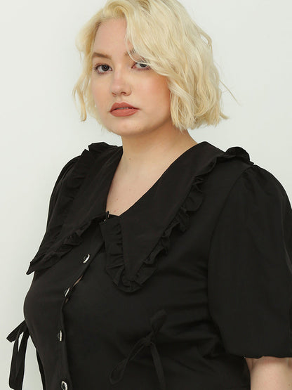 Peter Pan Collar Knotted Blouse