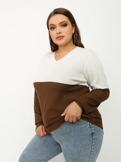 Color Block V-neck Sweater