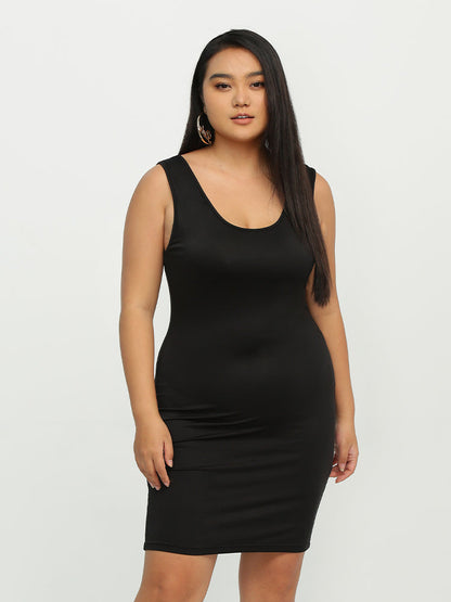 Sleeveless Backless Solid Dress