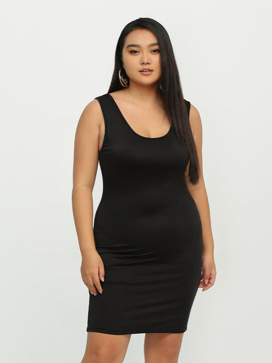 Sleeveless Backless Solid Dress