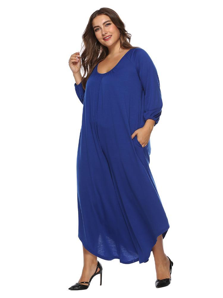 Solid Color Round Neck Loose Jumpsuit