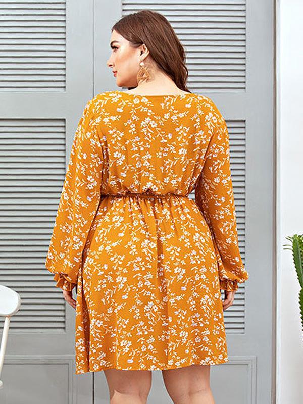 Ditsy Printed Belt Dress