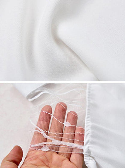 Mesh Patchwork Lantern Sleeve Blouse