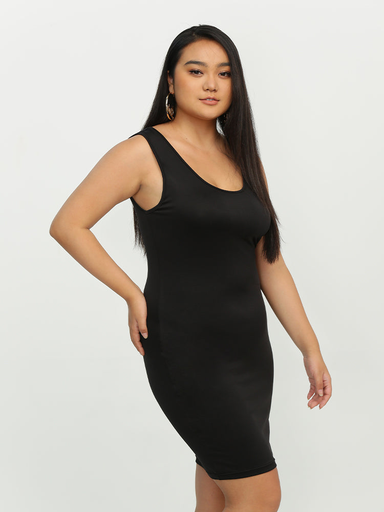 Sleeveless Backless Solid Dress