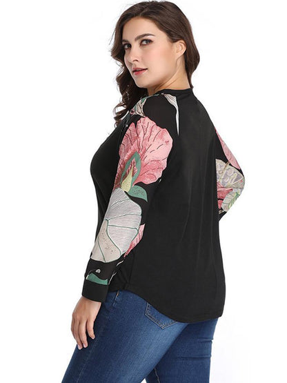 Printed Raglan Sleeves Round Neck T-shirt