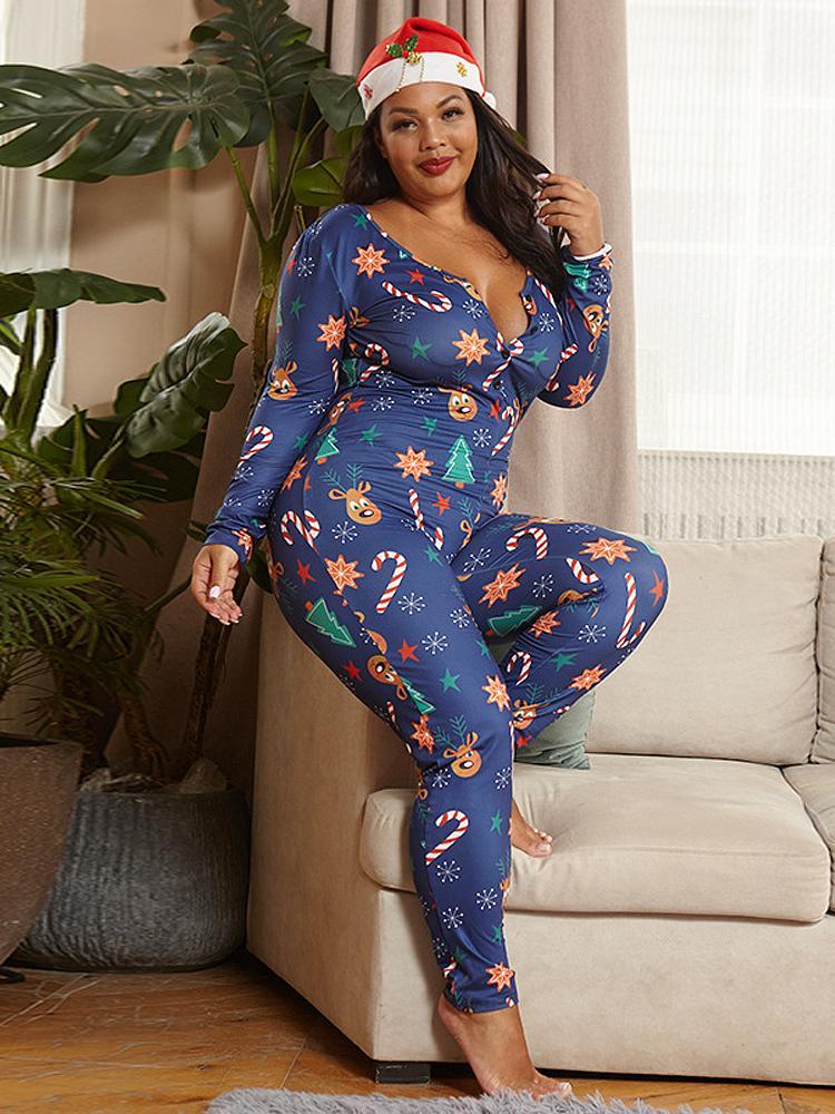 Printed V-neck Slim Fit Jumpsuit