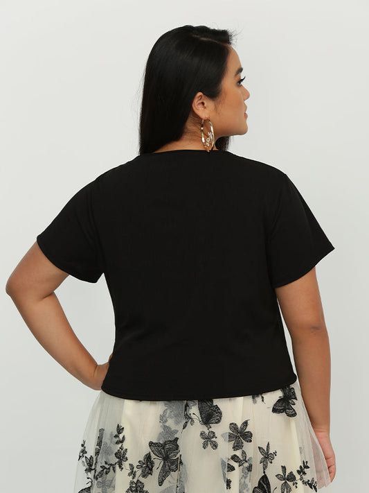 Cut Out Round Neck Top