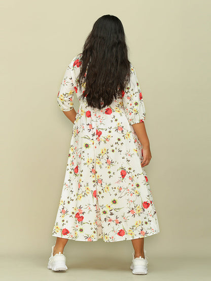 Half Sleeve Floral Dress