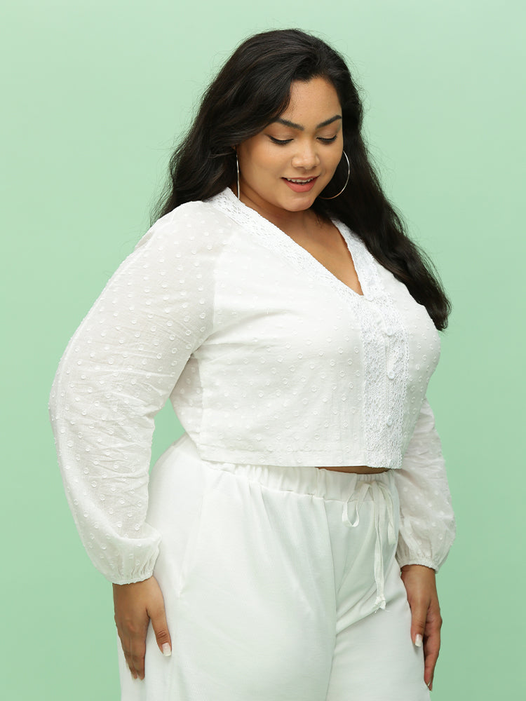 Lace Panel Cropped Top