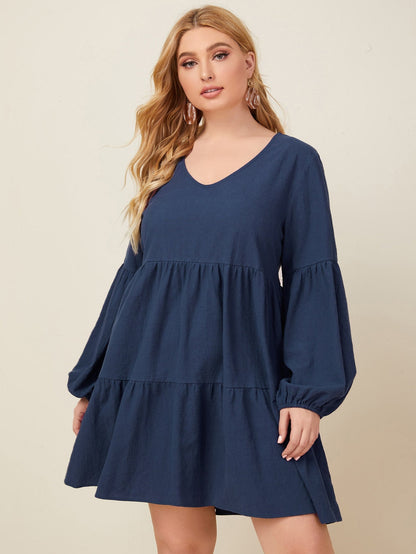 Balloon Sleeve Tiered Dress