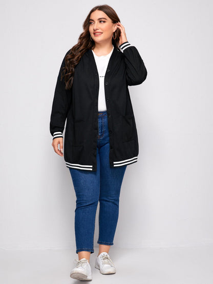 Button Front Striped Jacket