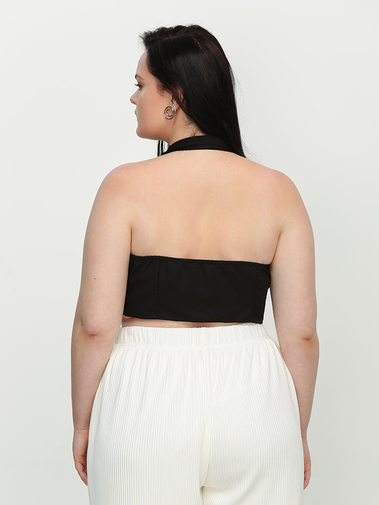 Button Sleeveless Crop Top