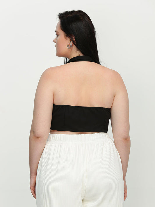 Button Sleeveless Crop Top