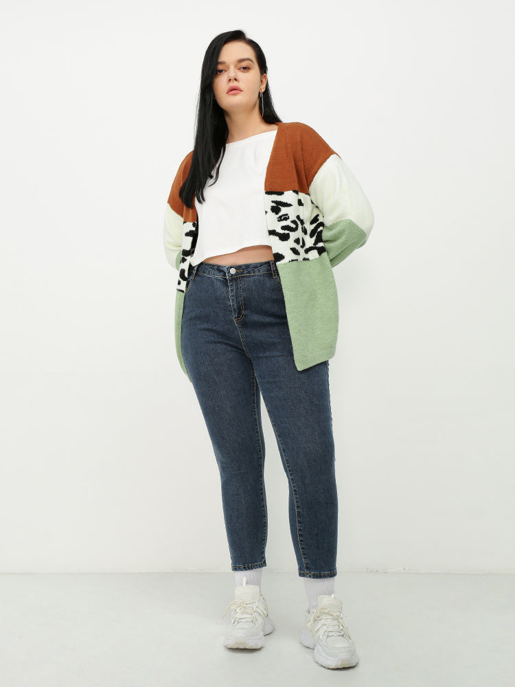Leopard Color Block Cardigan