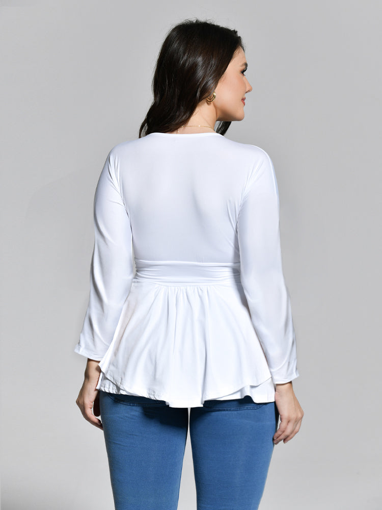 Ruffles Deep V-neck T-shirt