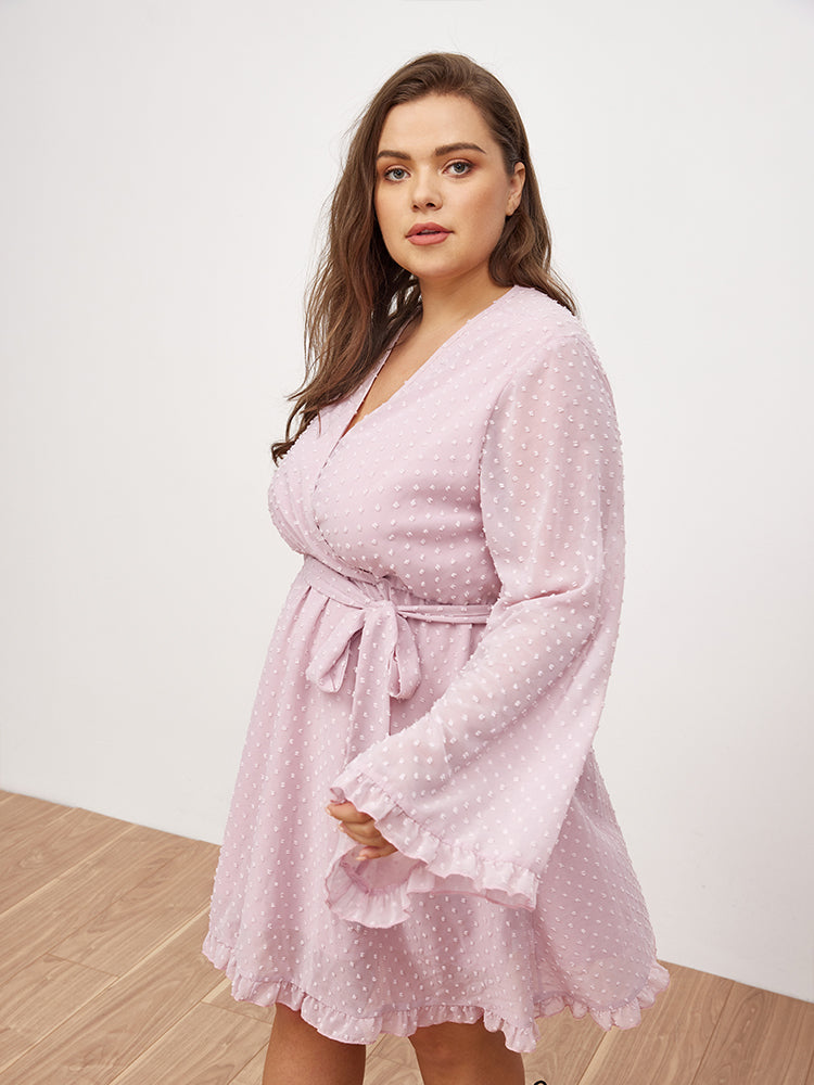 Flared Sleeve Ruffle Dress