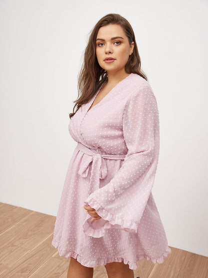 Flared Sleeve Ruffle Dress