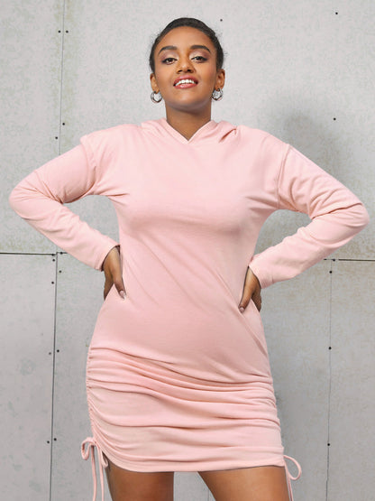 Drawstring Side Bodycon Sweatshirt Dress