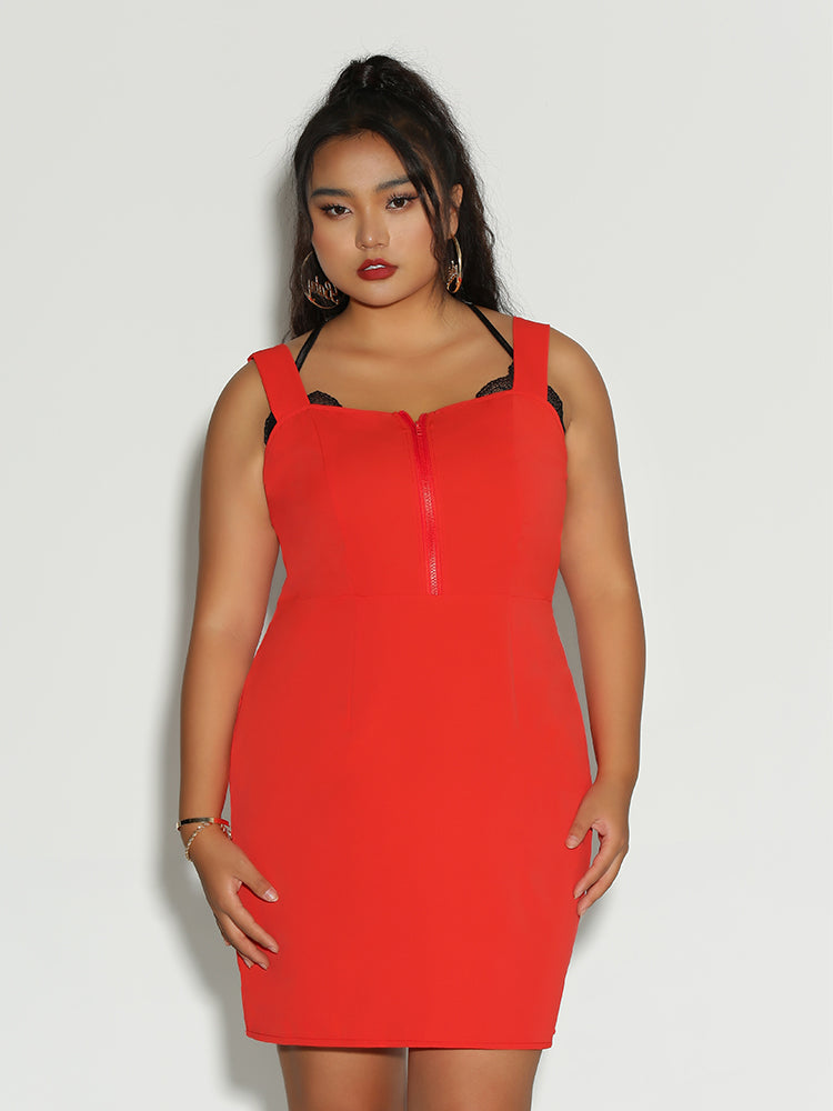 Zipper Front Backless Dress