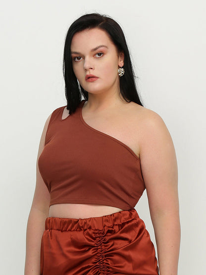 Cut Out One Shoulder Crop Top