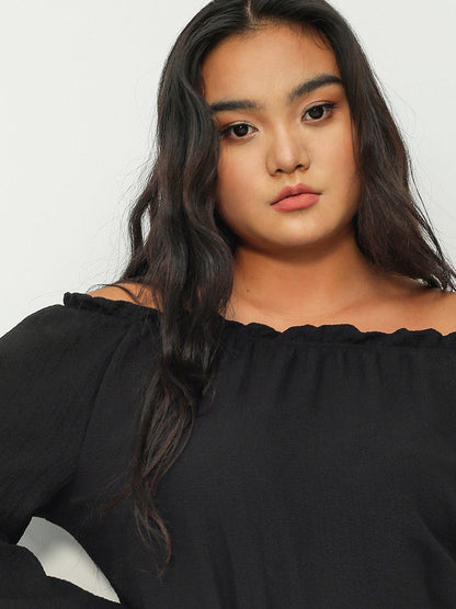 Frill Trim Off Shoulder Top