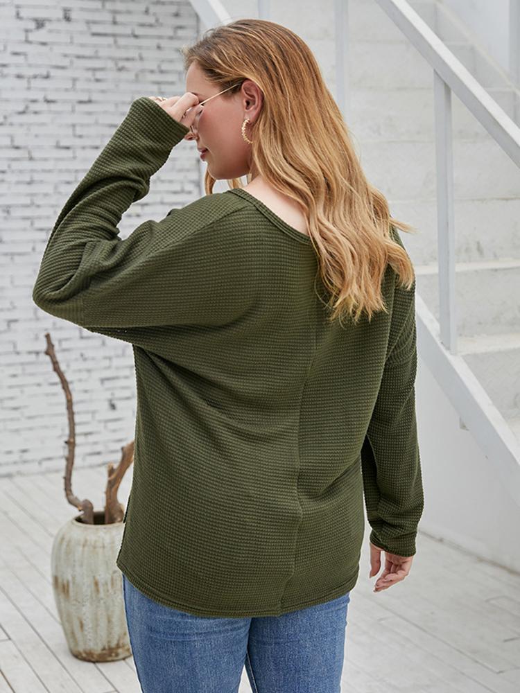 Basic Waffle V-neck T-shirt