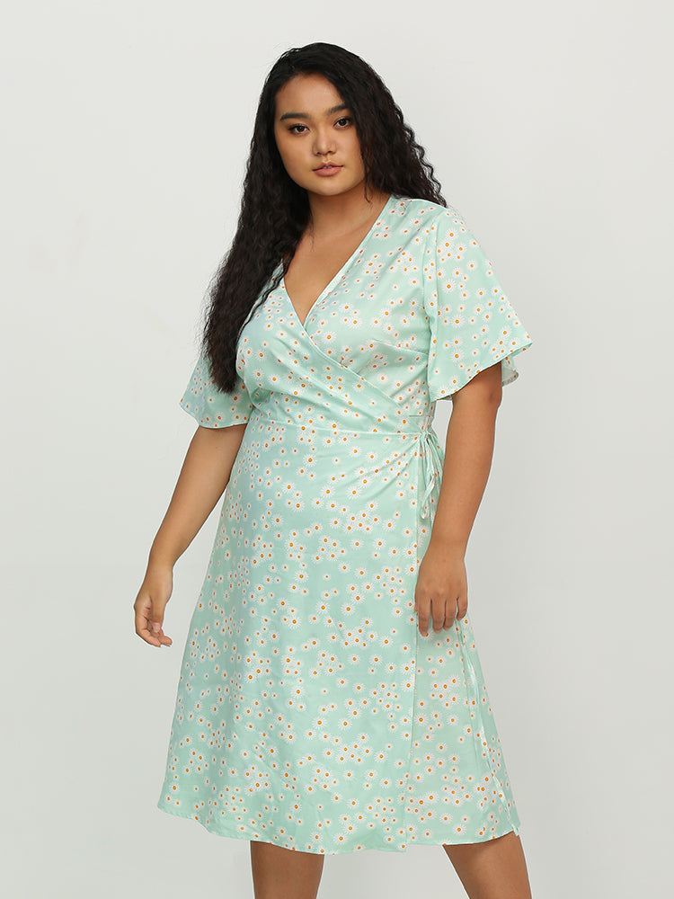Daisy Ditsy Surplice Neck Dress