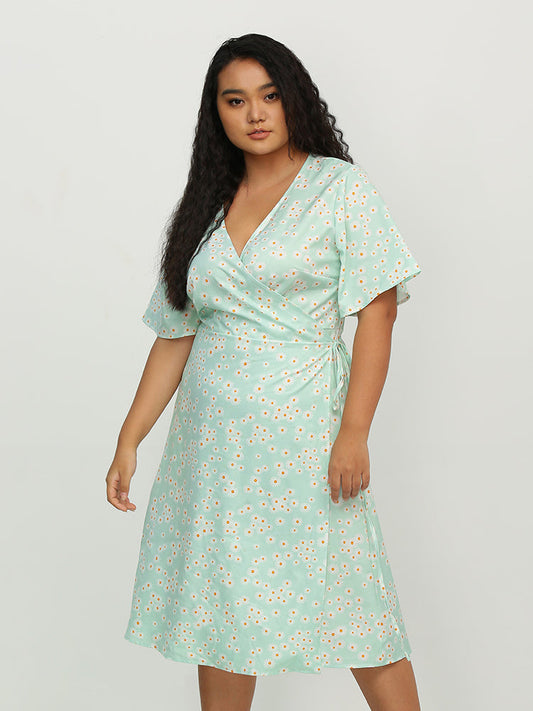Daisy Ditsy Surplice Neck Dress